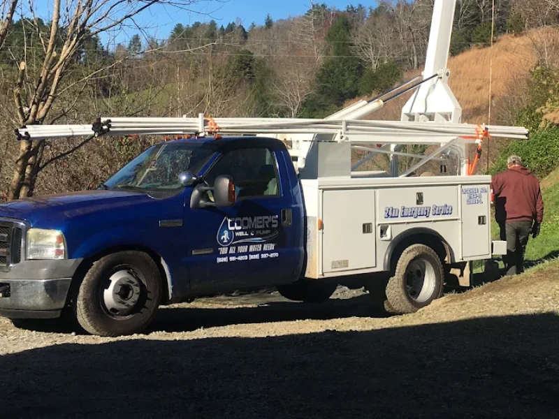 Coomer's Well & Pump work truck on a service call